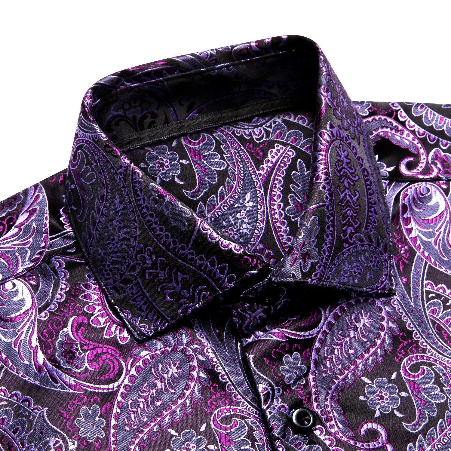 Men's Fashion Luxury Shirt Mixed Purple Paisley Jacquard Pattern Qme