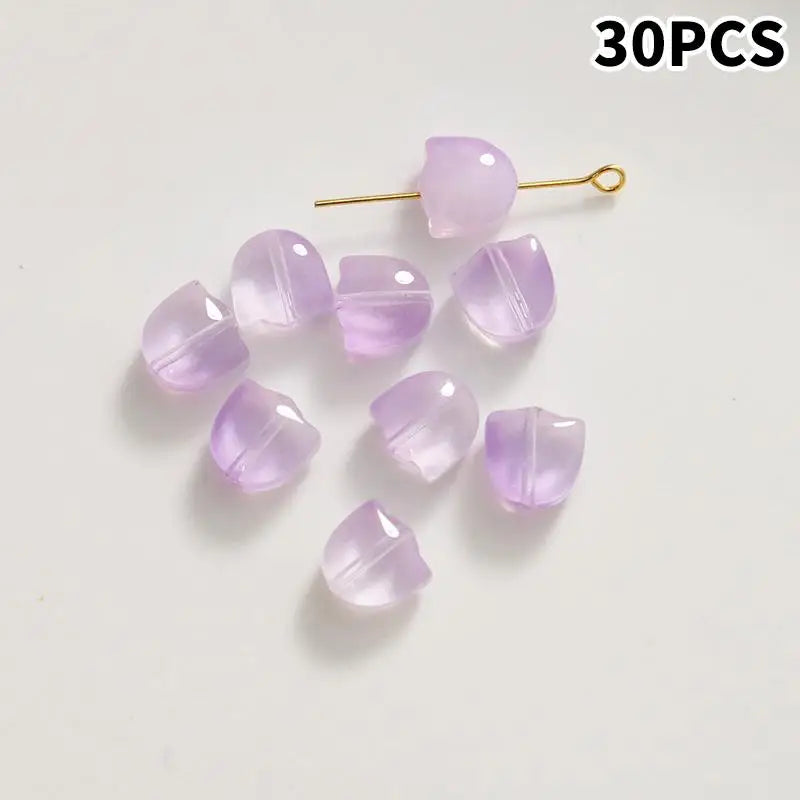 DIY Lampwork Beads 30Pcs Multicolor Glass Flower Beads for Jewelry Making Handmade Accessories Supplies Qme A4