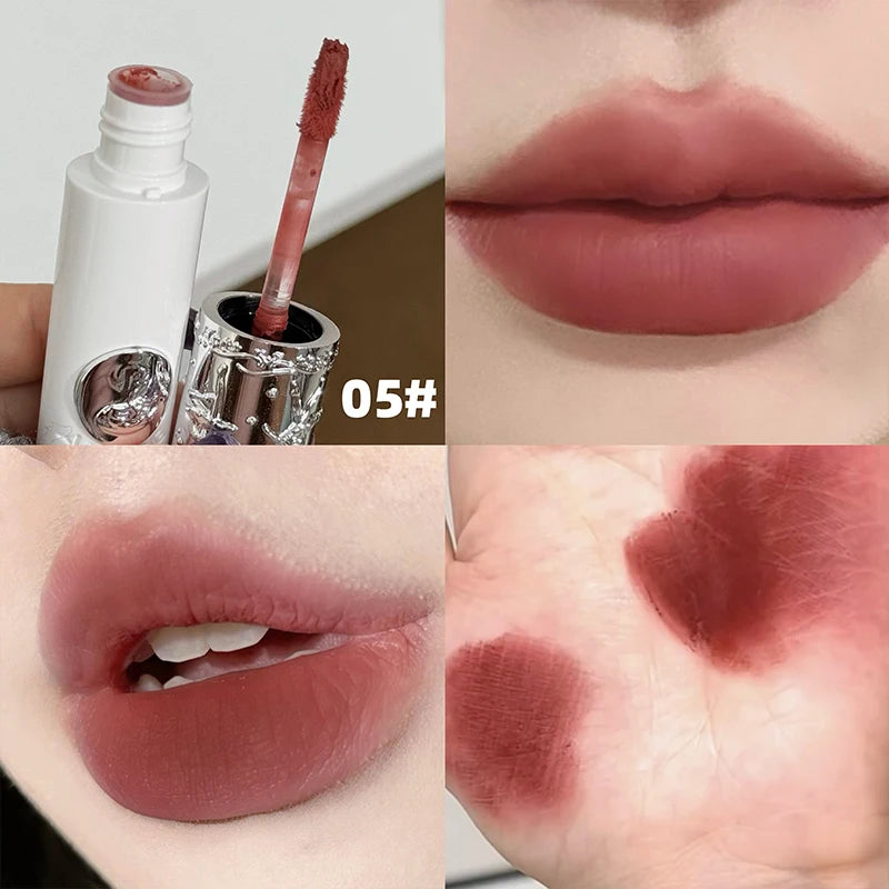 NICEKEY 6 Colors Nude Matte Lip Mud Waterproof Non-stick Liquid Lipstick Lasting Highly Pigmented Lipgloss Tint Makeup Lip Stain Qme 05