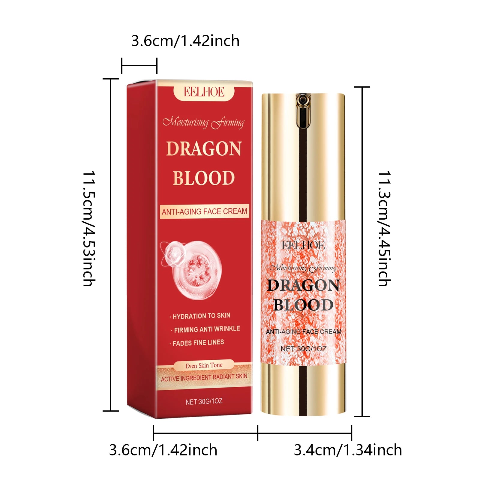 Dragon's Blood Skincare Set Anti-Aging Face Serum & Creams Reduce Wrinkles Firming Smoothing Hydrating Brightening Face SkinCare Qme Cream 30g boxed