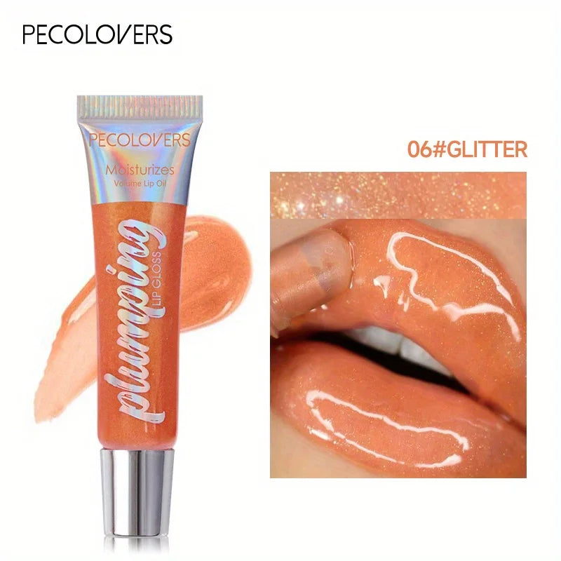 Shimmer Lip Oil Tinted For Fuller Lip Effect, Collagen Lip Gloss, Moisturizing Lip Care Extreme Volume Lip Essence Lips Enhancer Qme 06