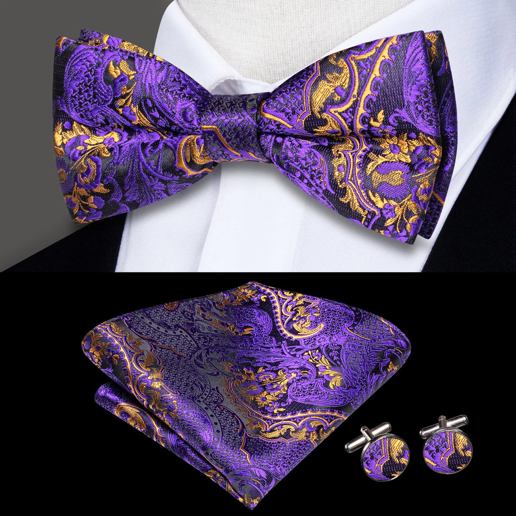 Hi-tie Dusty Pink Silk Mens Solid Sage Green Pre-tied Bow Tie Hanky Qme LH-0584