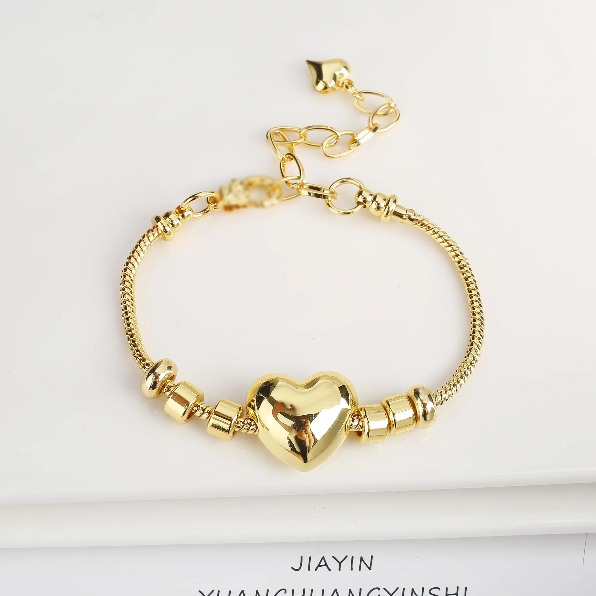 Sweet Romantic Glossy Heart Shape Snake Bone Chain Bracelet Adjustable For Women Wrist Jewelry Engagement Wedding Party Gifts Qme 2