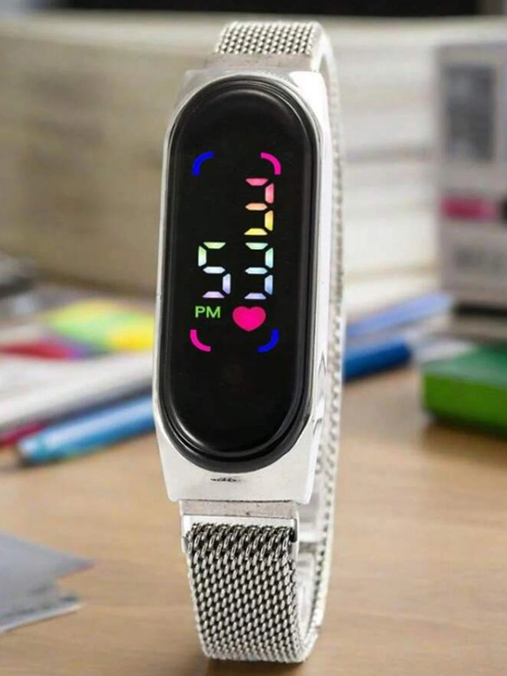 New Student Electronic Watch Candy colored Bracelet Magnet Buckle Love colored Digital Children's Watch Qme