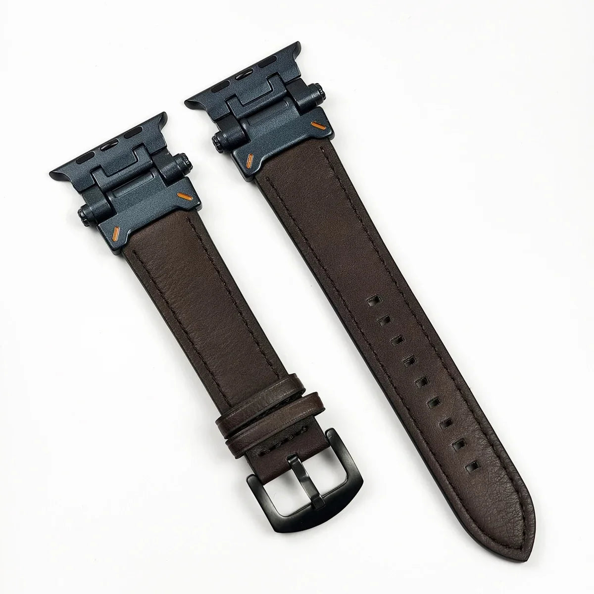 Leather Band for Apple Watch Ultra 2 49mm Men Watchband Strap Correa Bracelet for IWatch series 9 7 8 6 5 4 Se 3 45mm 44mm 42mm Qme Black-DBrown 42mm 44mm 45mm 49mm