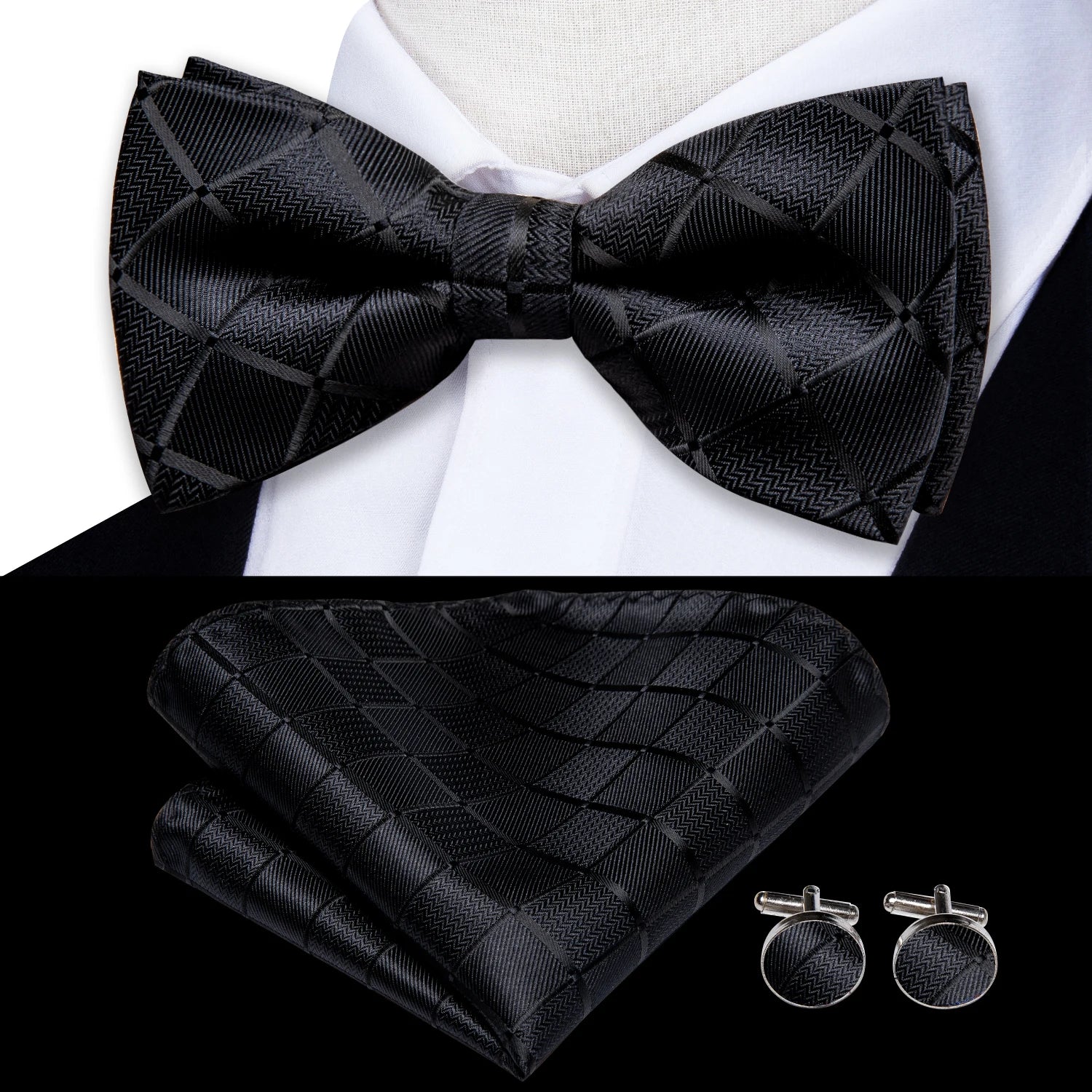 Hi-tie Classic Bow Ties Men Silk Butterfly Pre-tied Male Bowtie