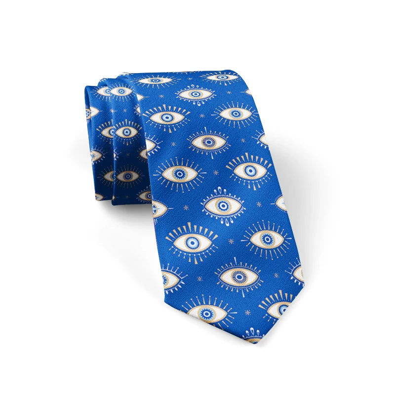 Fashion Eye Print Polyester Wide Tie Novelty Men's Classic Qme style3