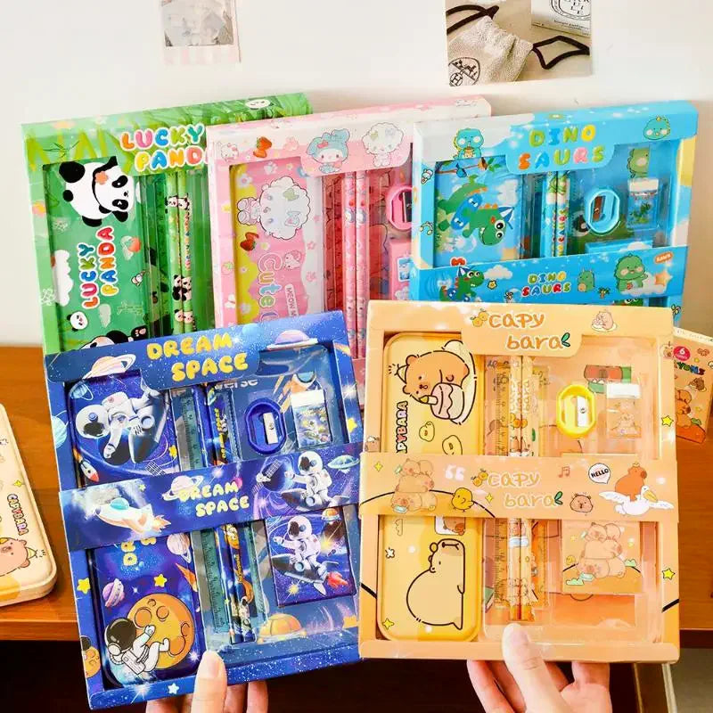 Cute Cartoon Capybara Pencil Ruler Crayon Eraser Stationery Sets Qme