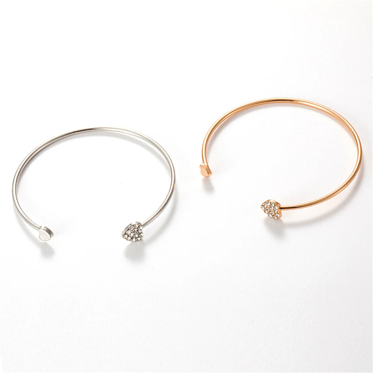 Cute Charm Bracelet Bangles Bijoux Fashion Love With Heart-Shaped Crystal Bracelet Double Opening Accessories Wholesales Qme
