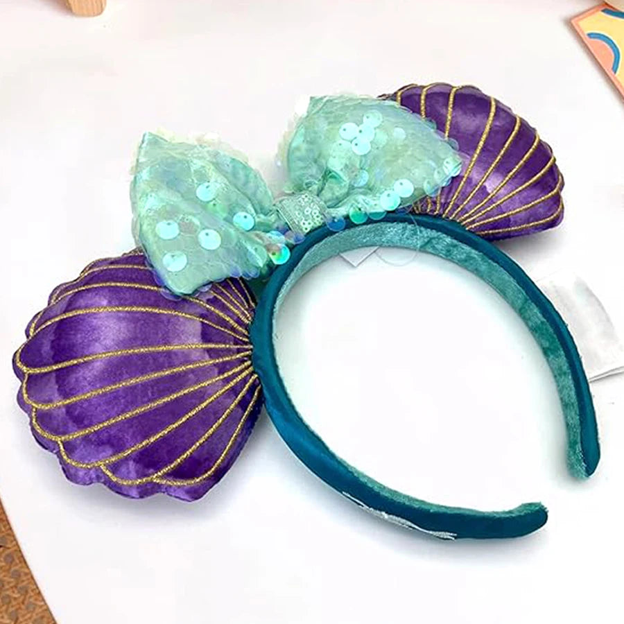 Mermaid Mouse Ears Headbands Bow Glitter Princess Party Decoration Cosplay Hair Accessories Hairband for girl Women Adults Qme