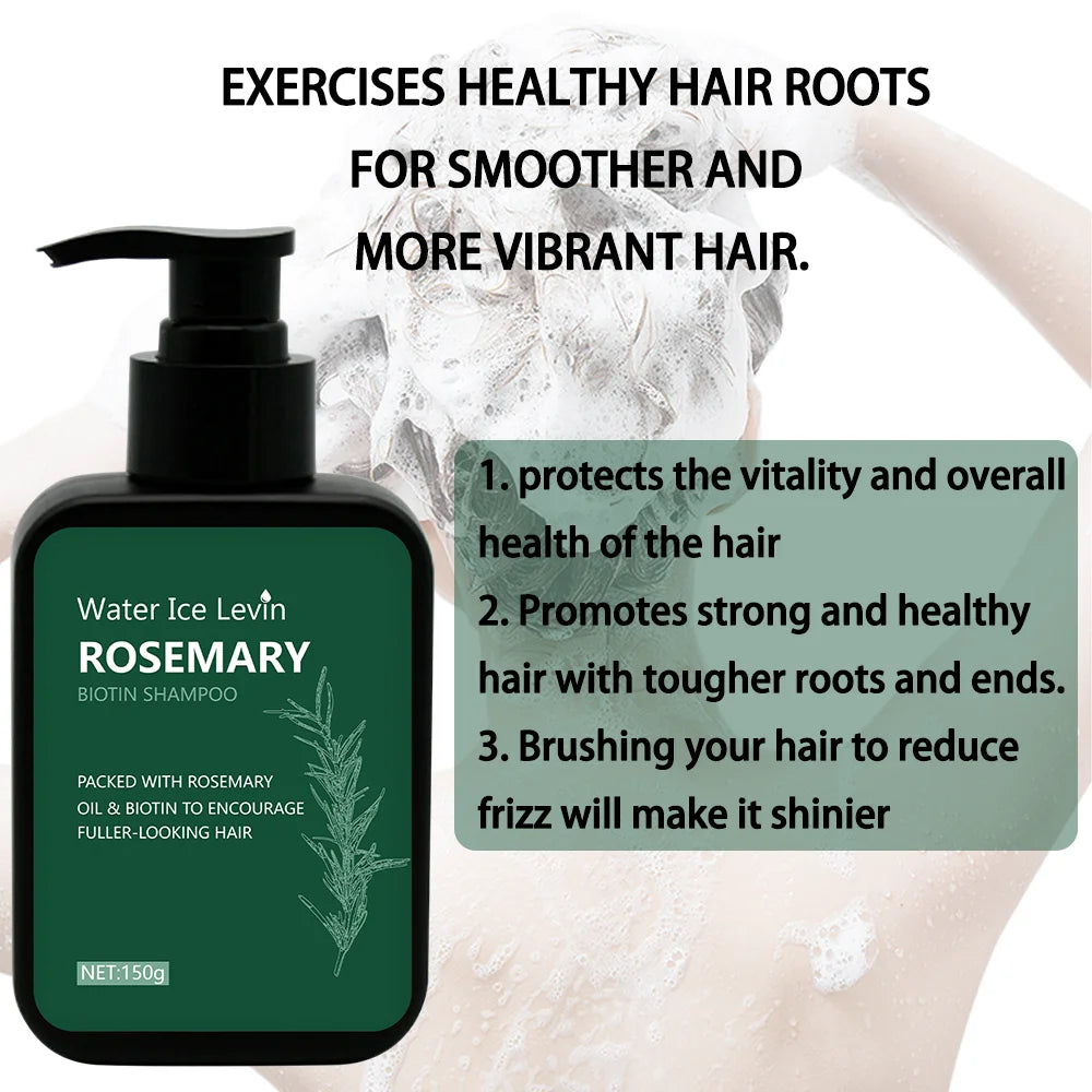 Rosemary Biotin Shampoo Hair Growth Deep Cleansing Scalp Care Oil Control Strengthening Hair Root Shampoo 150ml Qme