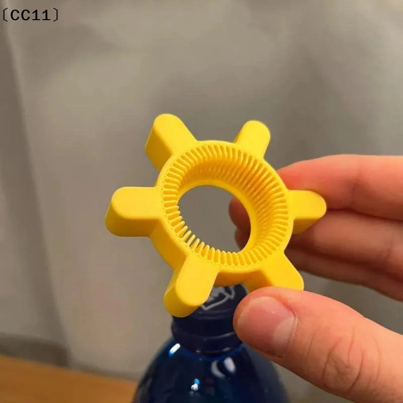 Unique Multi-function Bottle Cap Opener Yellow Plastic Rotary Bar Qme