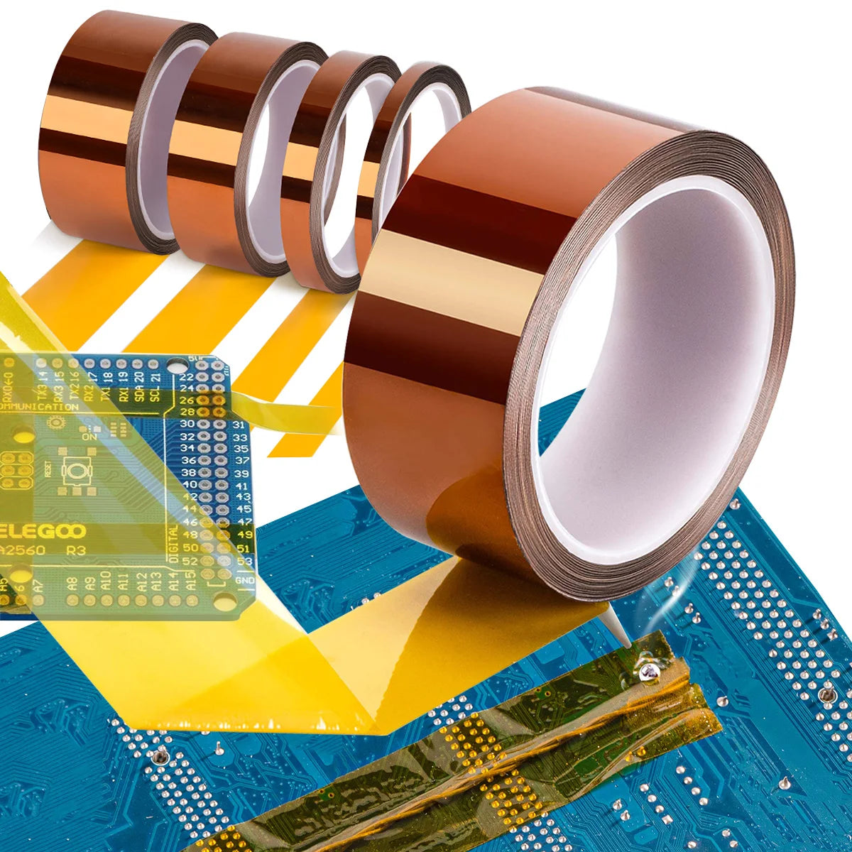 Gold Finger High Temp Heat Resistant Tapes Polyimide Adhesive Battery Wire Insulation Antistatic Circuit Board Protection Tape Qme