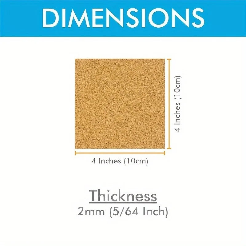 20 Pieces Self-Adhesive Square or Round Cork CoastersTiles Cork Pads Cork Boards Strong Adhesive for Office Home Bar Cafe Qme