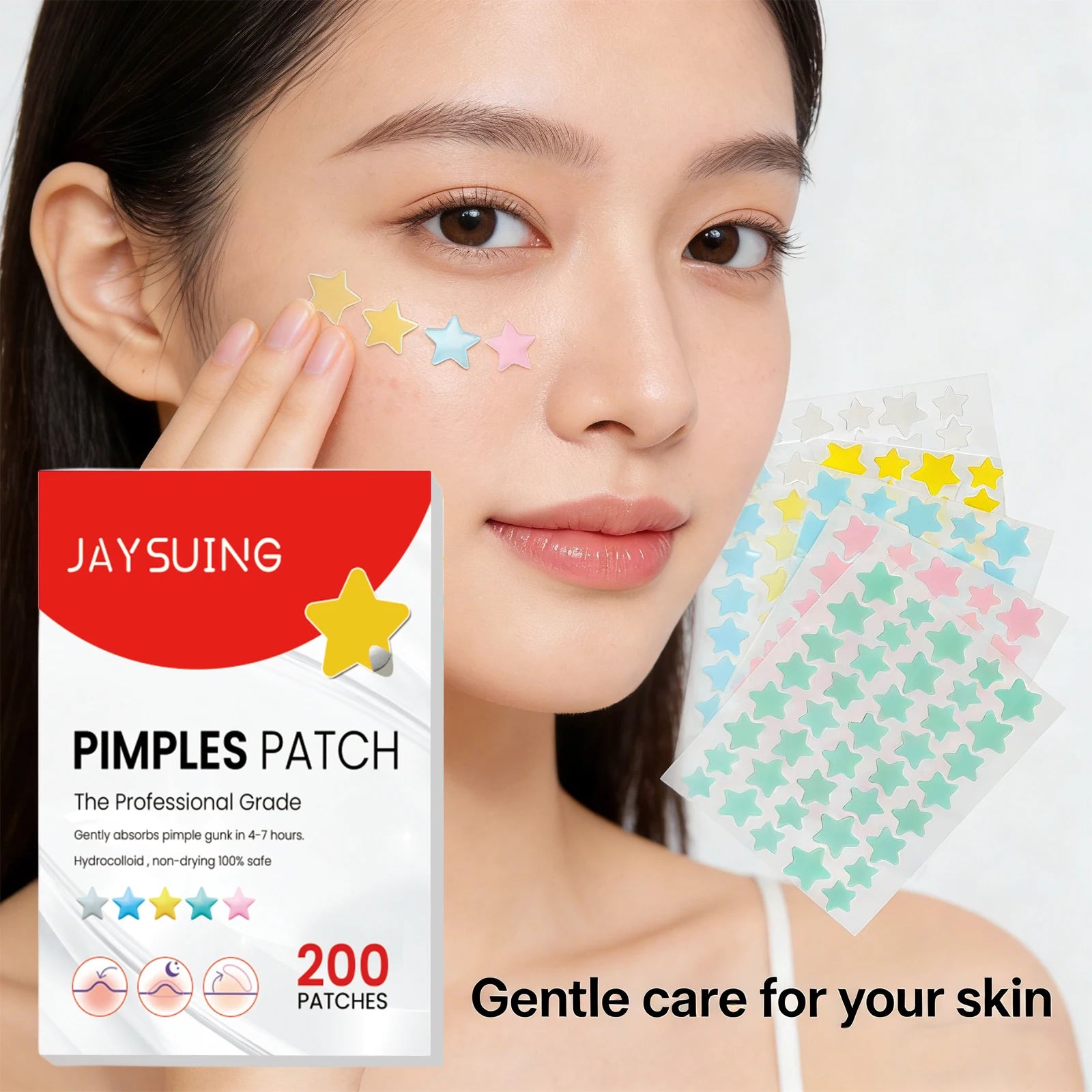 Color Star Pimple Patches Invisible Hydrocolloid for Face Acne Dots Absorbing Exudates Waterproof Concealer Acne Patches 200PCS Qme