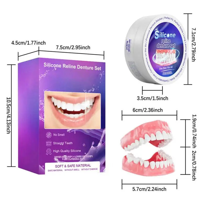 Silicone Denture Fit Temporary Orthodontic Teeth Dentures Fake Tooth Qme
