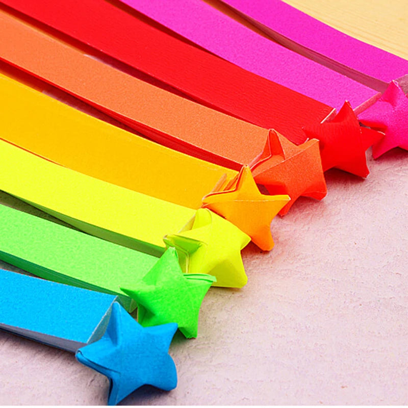 ^Origami Lucky Star Paper Strips Folding Paper Ribbons Colors Qme