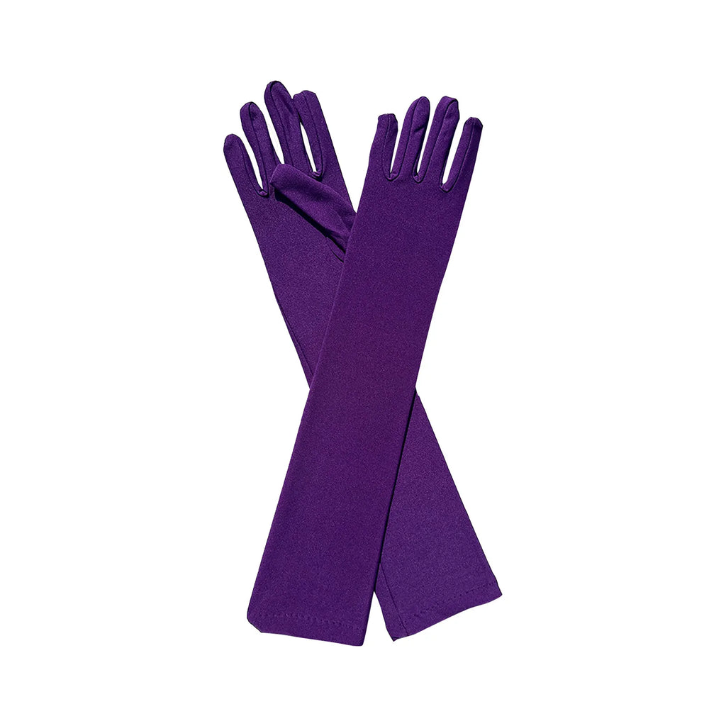 Lightweight Solid Color Milk Silk Elastic Long Mittens Festival Party Group Performance Bar Ball Dress Up Gloves for Female Qme