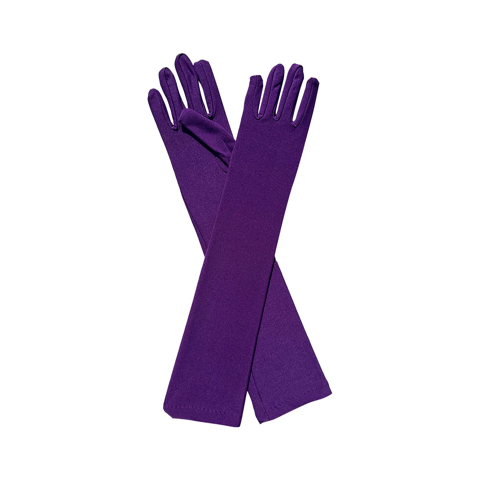 Lightweight Solid Color Milk Silk Elastic Long Mittens Festival Party Group Performance Bar Ball Dress Up Gloves for Female Qme