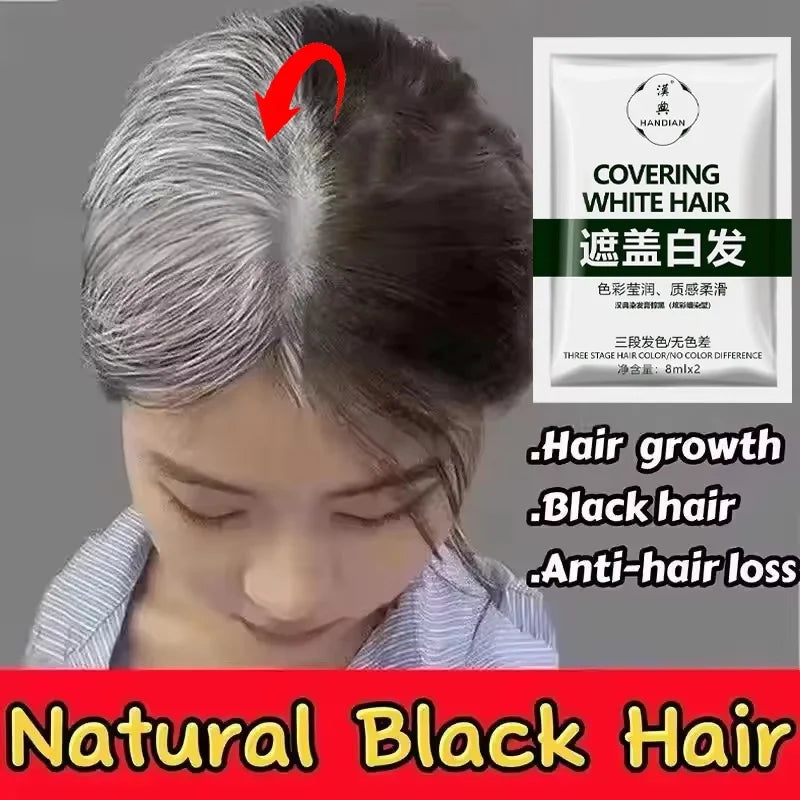 Herbal Anti-grey Treatment Hair Dye Shampoo White To Black Permanent Repair Natural Color Nourish Scalp Hair Care Products Qme