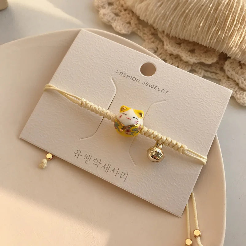 b03 Cat Bracelet For Girls Colorful Beaded Bracelets Harajuku Ceramics Anime Pendant Charm Bracelets Jewelry Gifts Wholesale Qme 15