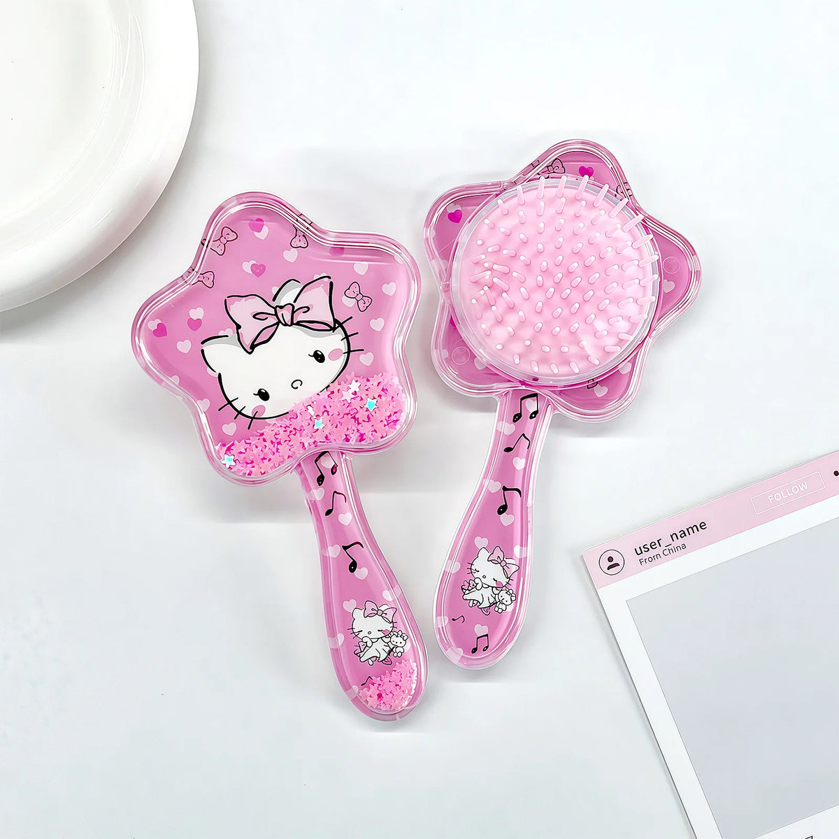 Hello Kitty Transparent Five-Pointed Star Loose Hair Comb Cartoon Cat Air-Cushion Comb Mini Portable Hair Comb Qme 4