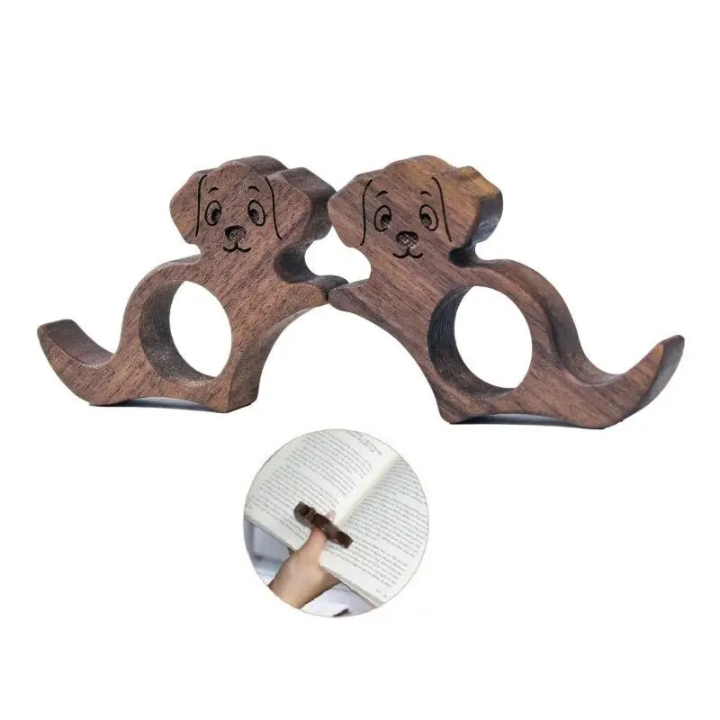 Cute Wooden Book Page Holder Dog Shape Marking Sign Reading Bookmark Qme