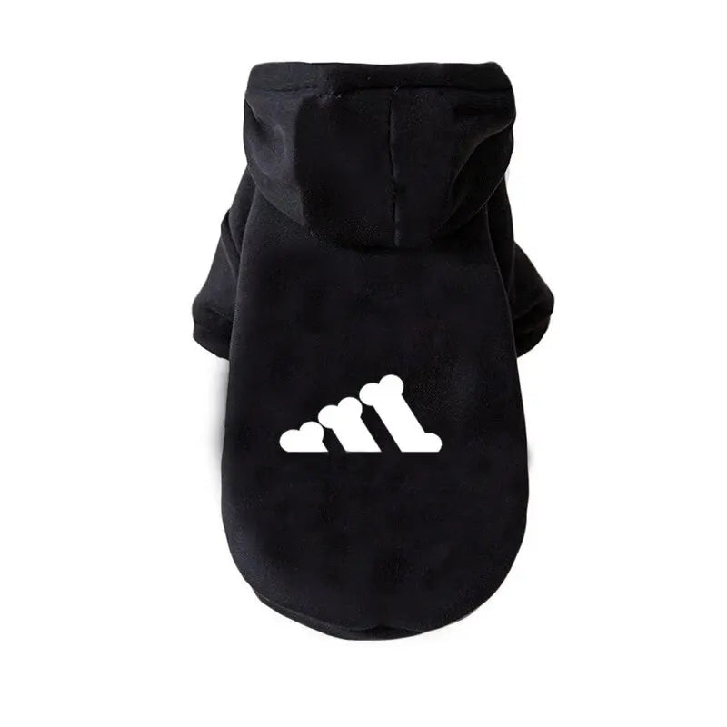 Trendy Bone Letter Print Pattern Designer Pet Cat Clothing Autumn And Winter Thickened Warm Hooded Dog Sweater Fashion Clothes Qme XL black