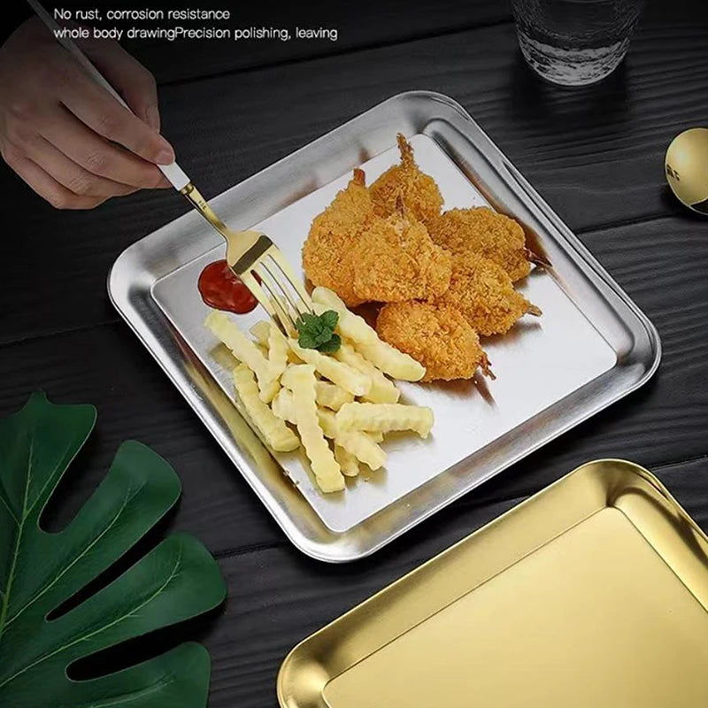 Cafe Restaurant Bathroom Tray Luxury Square Stainless Steel Serving Qme