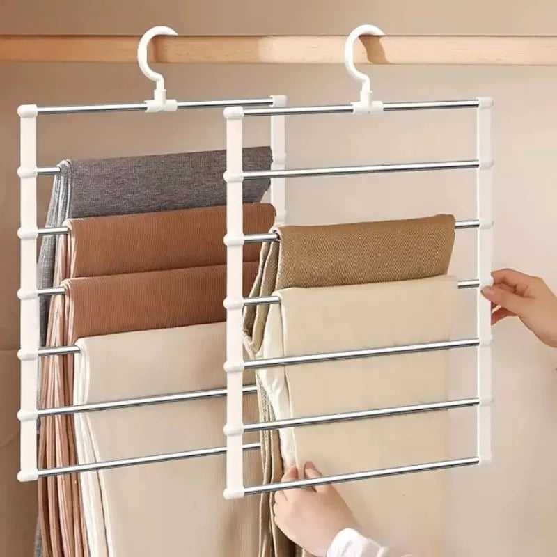 Multi-layer Pants Hanger Foldable Space Saving Clothes Rack Non-slip Qme