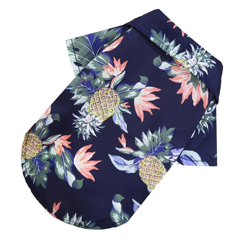 Dog shirt Hawaii pet vest summer beach clothing, pet T-shirt vest clothing suitable for small and large cats and dogs Qme Navy Blue XXXL