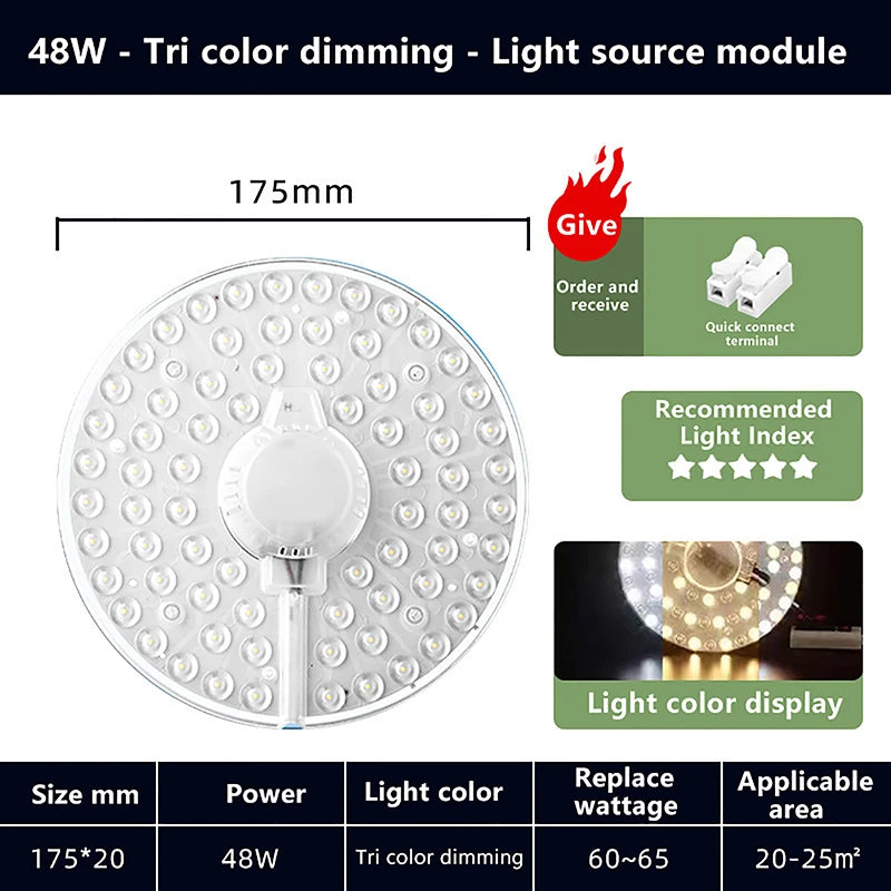 Magnetic Suction LED Panel Circle Ring Light 12W 18W 24W 36W 48W 72W Qme 48W tricolour light