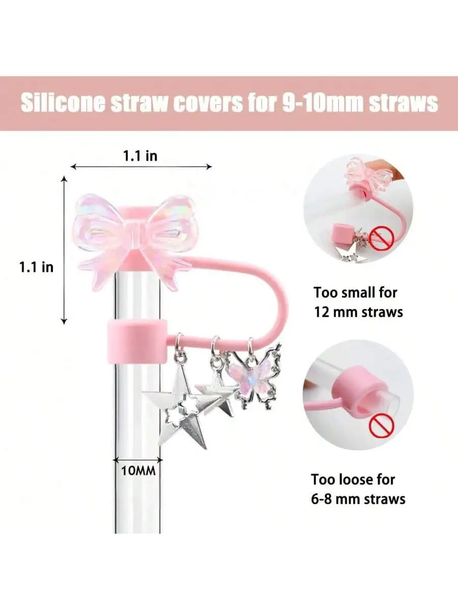 Cute Dust Cover Strawberry Star Pendant Straw Lid Compatible Stanley Qme