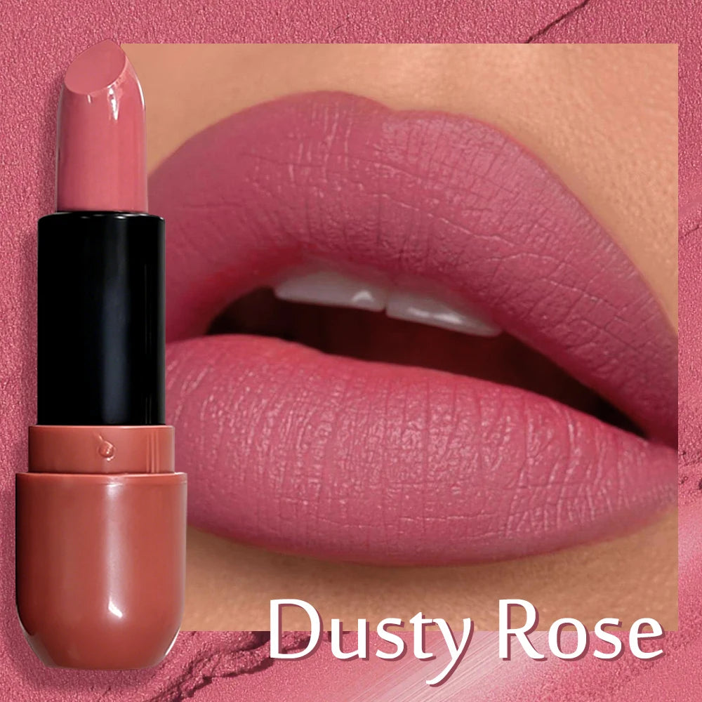 Waterproof Matte Lipstick Rich Velvet Finish Long Lasting Smudge Qme