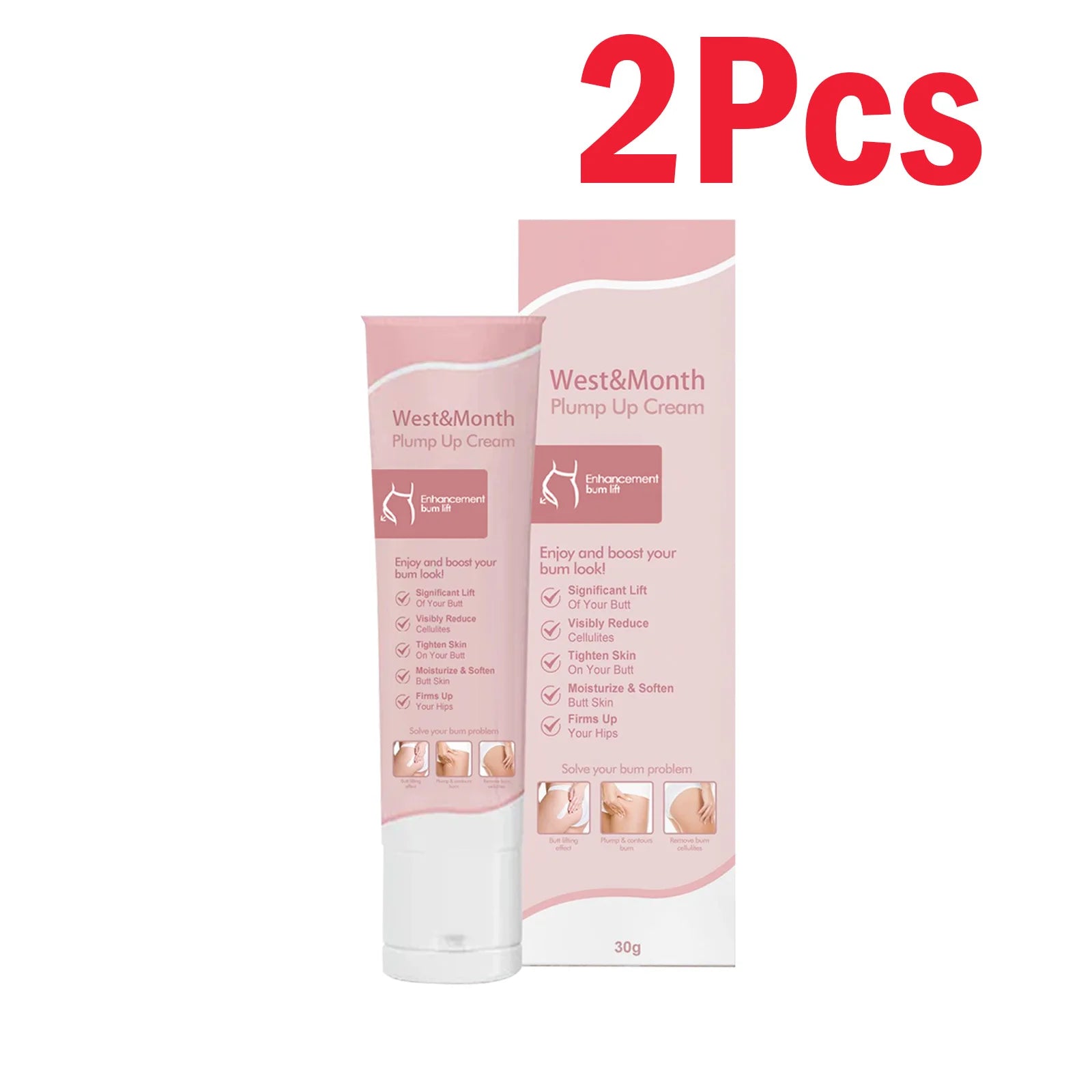 Butt Enhancement Cream Lifting & Plumping Butt Enhancer Big Ass Prevent Fuller Sagging Nourishing Lift Hip Plump up Cream Qme 2 x 30g Boxed