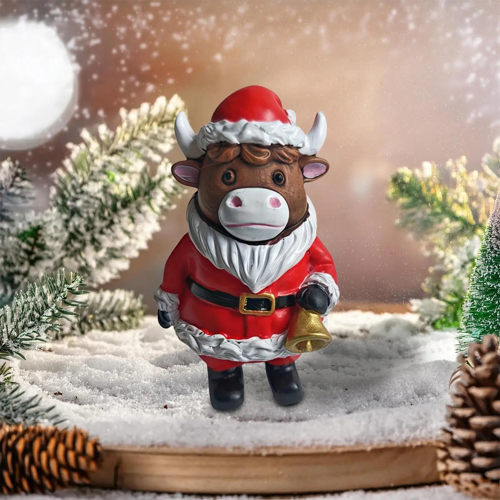 Cow Statue Christmas Decorations Home Rustic Cute Ornament Dorm Qme