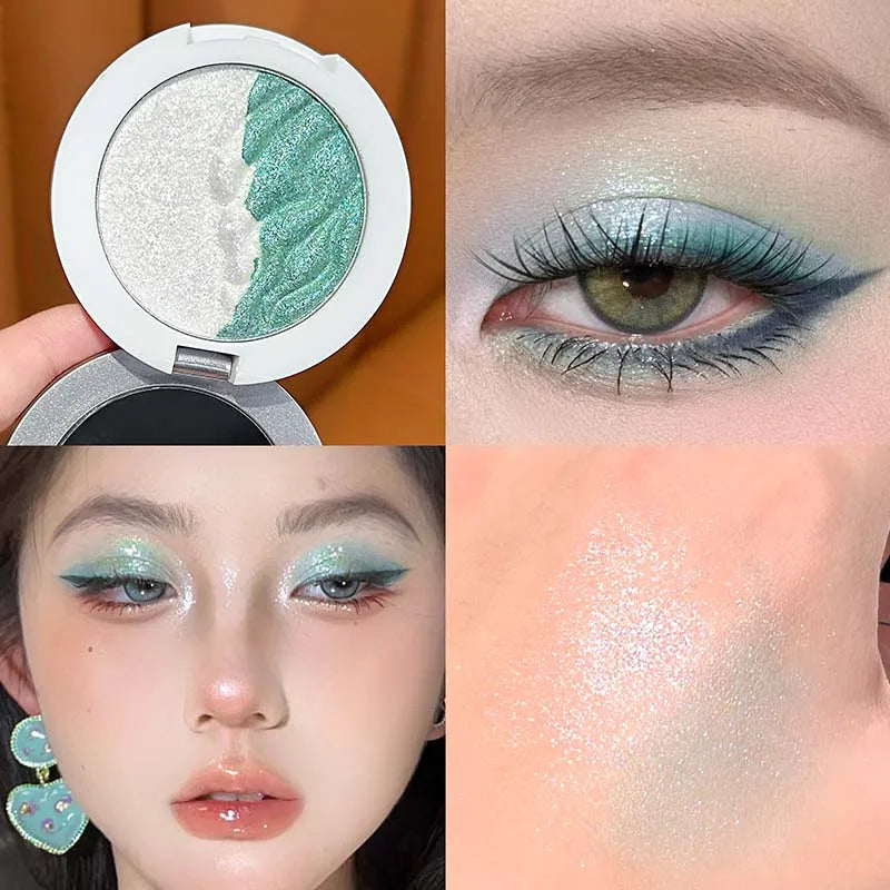 3 Colors Two-tone Glittering Highlighter Pressed Powder Pearlescent Qme G04-02