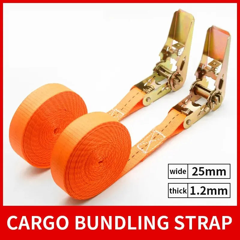 Heavy Duty Metal Buckle Tie-Down Cargo Straps for Car and Truck - Strong Ratchet Belt for Secure Luggage and Cargo Transport Qme