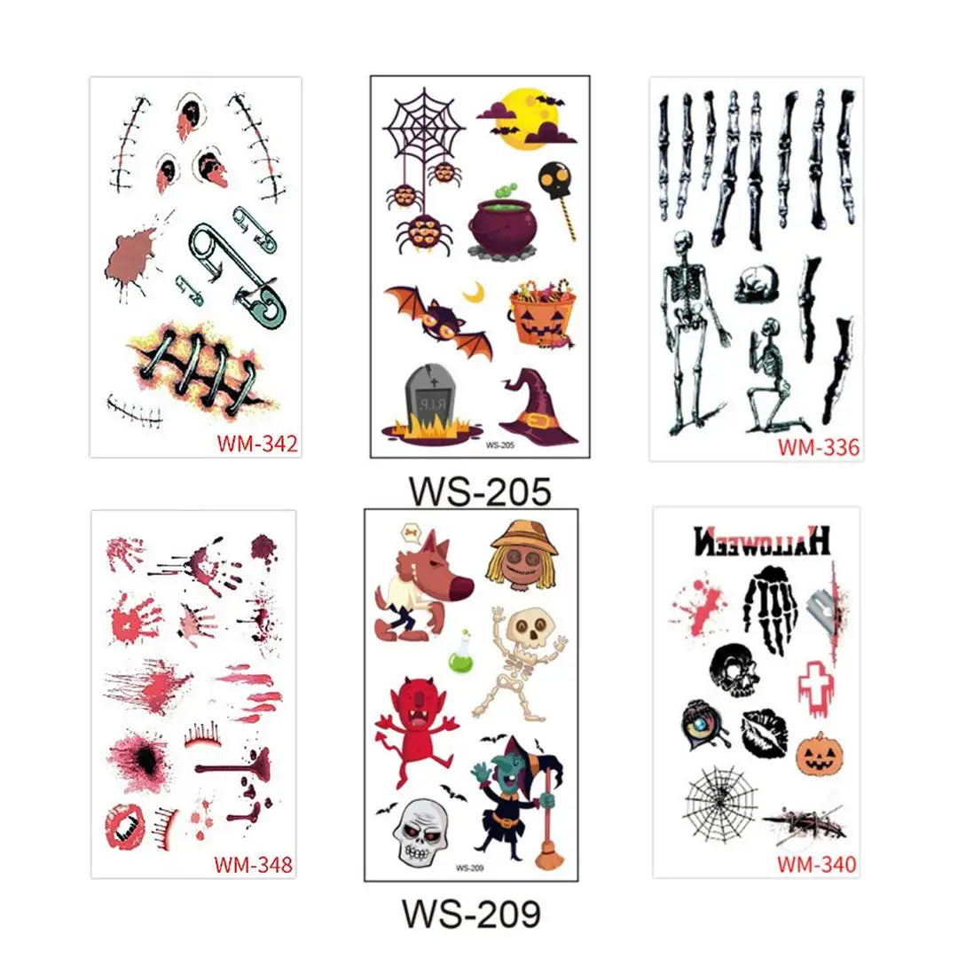 A 10 Sheets Halloween Pumpkins Tattoo Sticker Temporary Fake Tattoo Arm Hands Body Waterdichte Tatouages Pour Kids Toy Gift Qme 6pcs WS-205WM348