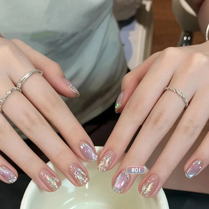 New Cat Eye Nail Gel Polish Set, Taro Purple Milky Shimmer, Magnetic Aurora Glass Bead Effect, Long Lasting Soak Off UV LED Gel Qme