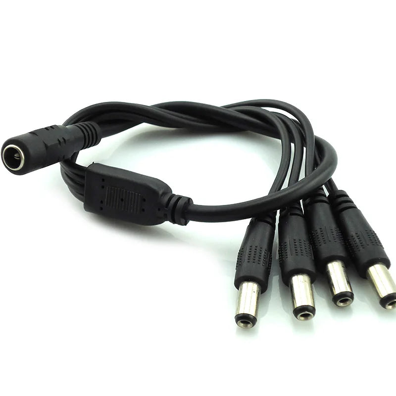 5pcs 12V DC Power Supply 1 Female to 4 Male way Splitter Plug extension Cable cord connector 5.5*2.1mm for Led strip light Qme 1 to 4way