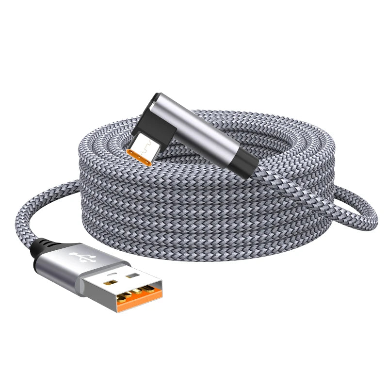 8/5/3/2/1m 60W 6A USB-A To TYPE-C Elbow Cord Fast Charging Cable USB PD Universal Extended Data Line For Samsung Huawei Xiaomi Qme USB to Type C grey 2m