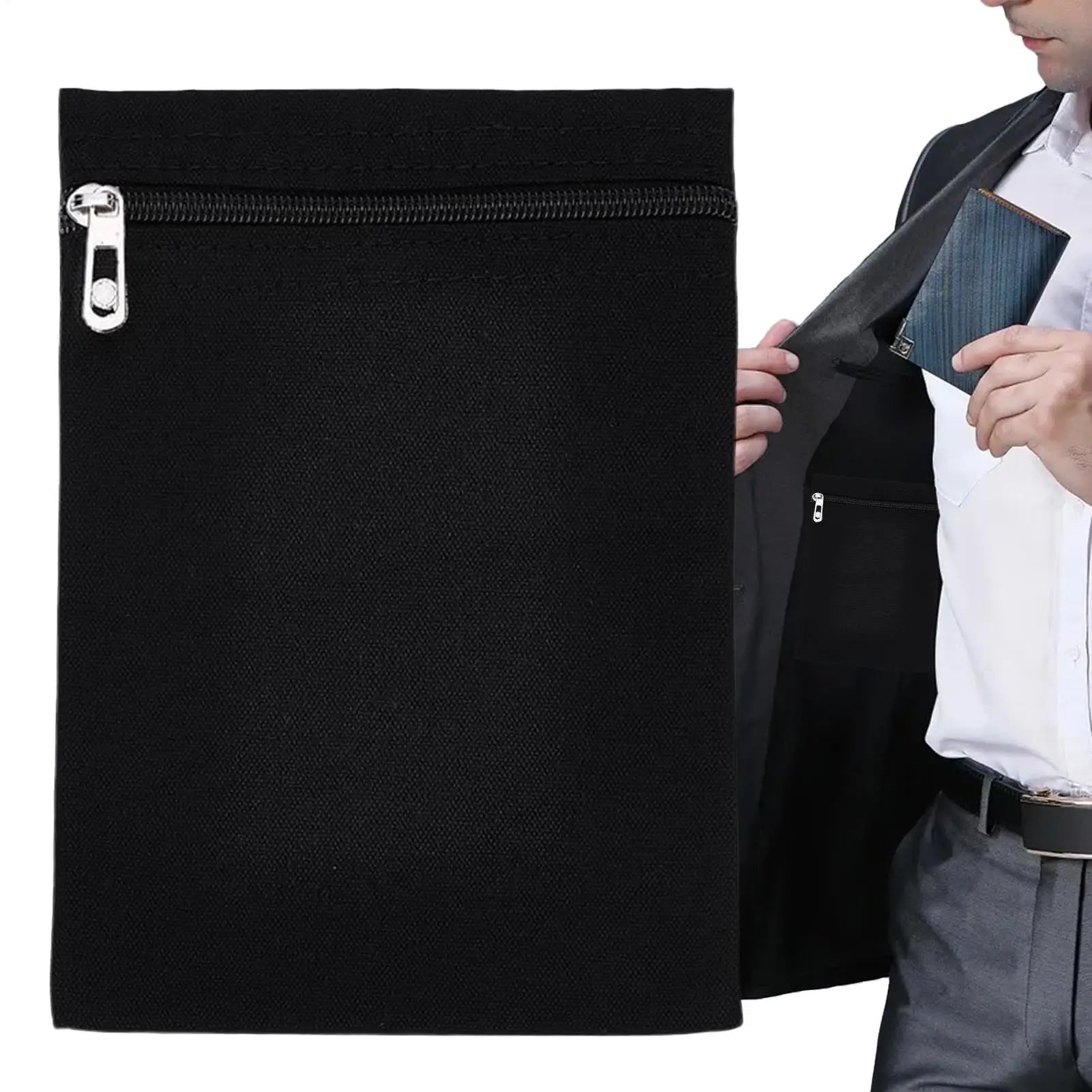 Coat Inside Pockets Anti-Theft Travel Wallet with Zipper Secure Side Pocket for Jacket Clothes Coat Sweatshirt Shirt Robe Hoodie Qme