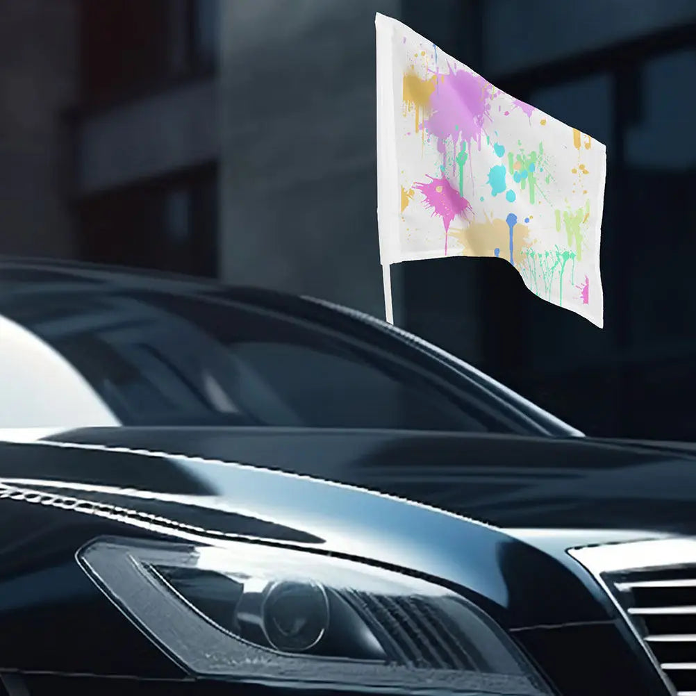 12Pcs Blank Flag Set Handheld Waving Flags for Car Window Use Lightweight Comfort Grip DIY Decoration Fan Sports Event Signal Qme