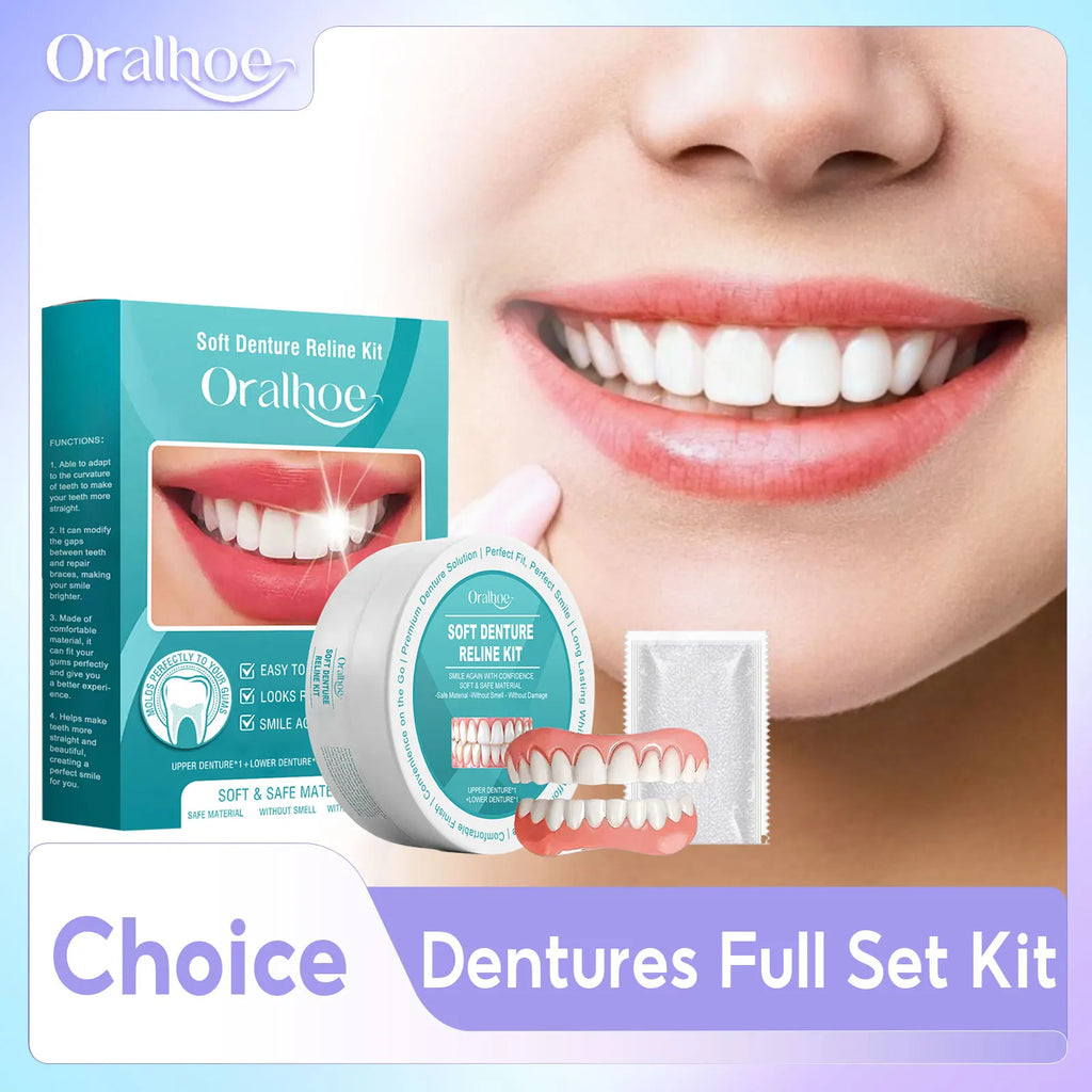 Adjustable Silicone Dentures Temporary Orthodontic Braces Removable Dental Veneers Fit Mouth Perfect Smile False Teeth Full Set Qme