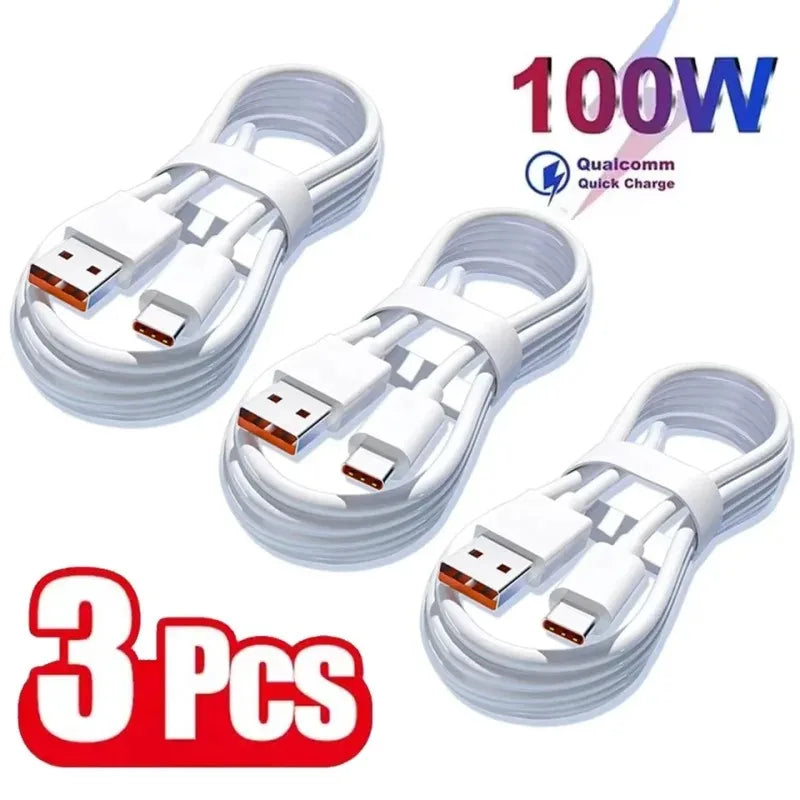 2PCS 6A Super Fast Charging 120W USB-C Data Cable for Huawei Honor Android 66W LeEco Charger Cord Qme