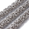 1m Tarnish Resistant Byzantine Chain, 304 Stainless Steel Unwelded for Luxury DIY Jewelry Making, Silver black Color Qme silvery 6mm