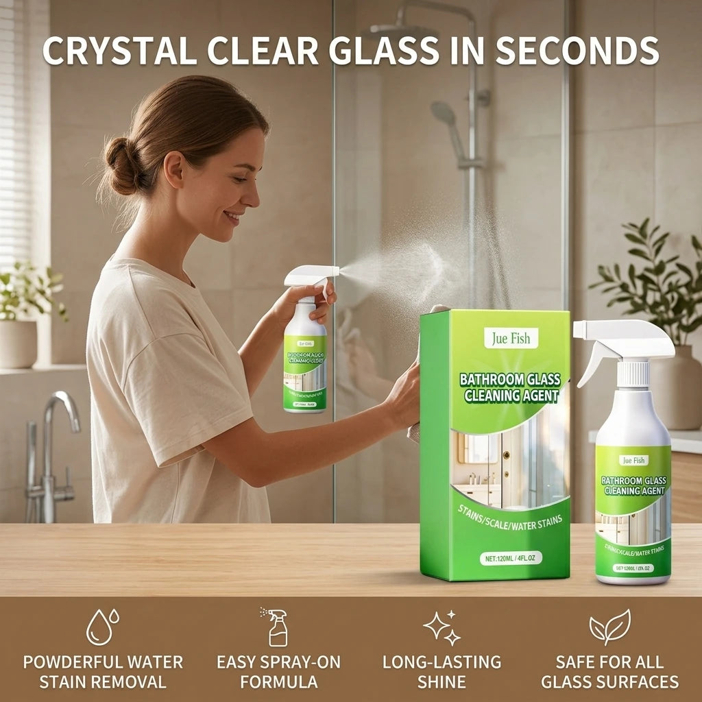Bathroom Cleaning Spray Eliminate Hard Water Spots & Soap Scum Restore Glass Luster Fast-Acting Multi-surface Limescale Remover Qme