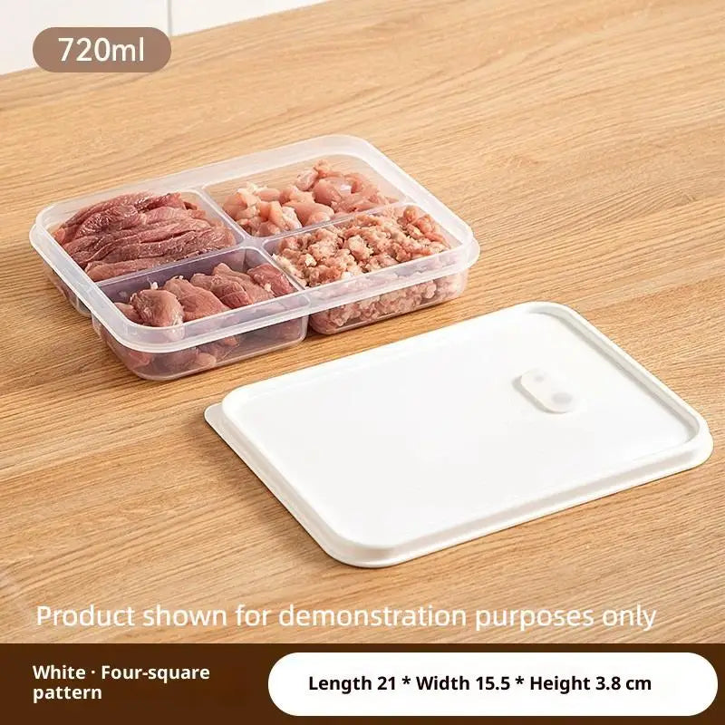 Refrigerator Storage Box Packed Meal Crisper Food Grade Sealed Food Meat 2/4/6 Compartment Refrigerated Storage Box Qme D