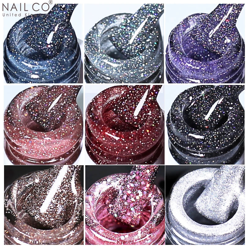 NAILCO Glitter Reflective Series Gel Nail Polish Nails Art Semi Qme